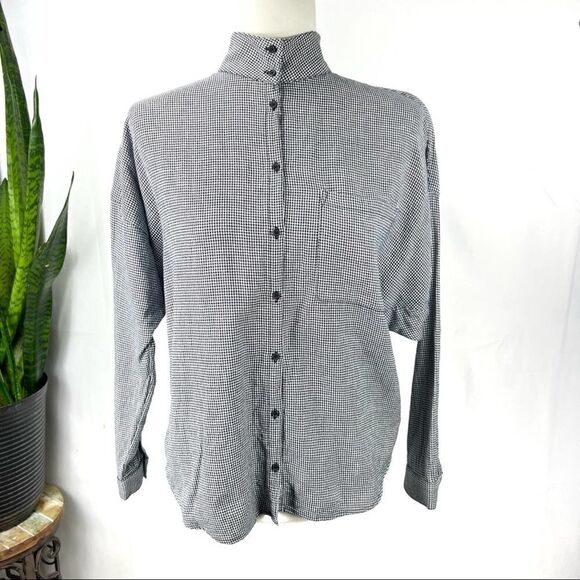 JOIE women’s x-Small XS Houndstooth Button down cotton shirt - Picture 11 of 12